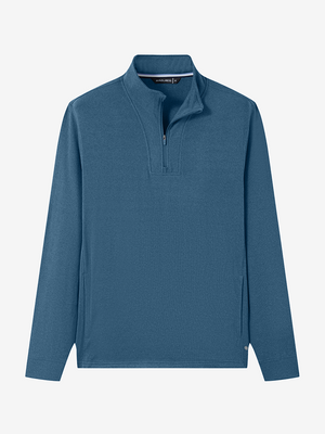 Heather Brushed Rib Knit Quarter Zip with 2 Pockets