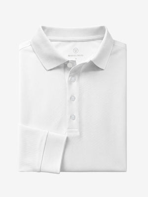 Solid Stretch Cotton Pique Long Sleeve Polo Shirts