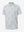 3D view of grey splatter stretch printed collarless henley golf shirts.