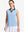 Front upper body shot of model wearing light blue women's collared v neck quick dry tank tops