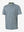 3D view of blue abstract stretch printed collarless henley golf shirts.