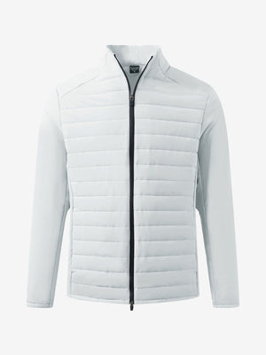 3D render of light grey heather warm puffer winter golf jacket