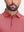 Front shot from nose to chest of model wearing brick red dry fit waffle textured collared golf shirts