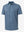 Front 3D view of Performance quick dry print golf polos in navy light blue ovals, clean athletic design