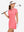 Front upper body view in lavender of women's lightweight golf dress with 2 pockets.