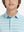 Front upper collar view of kids stylish stripe polo shirts, neat placket in iced aqua stripe tone