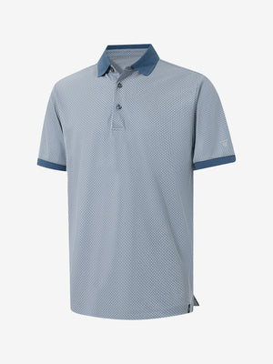 3d rendering of misty blue moisture wicking jacquard golf shirts