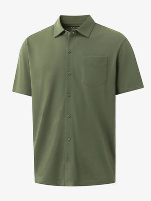 3D rendering of OLIVE GREEN Cotton Blend Plain Shirt.