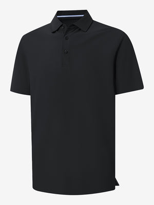 3d rendering of black dry fit waffle textured collared golf shirts