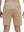 Back lower body shot of model wearing light khaki 4 way stretch breathable workout athletic shorts