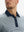 Close-up: nose to chest in navy stripe upgraded two-tone striped quick dry polo shirt