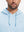 Close-up of collar area on casual solid fleece hoodies pullover in light blue, highlighting neckline detail.