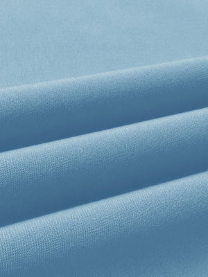 Detailed close-up of premium knit fabric texture with neat weave craft, ultra-comfort slim fit roma knit polo shirts in light blue