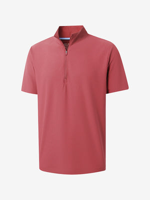 3D render of brick red waffle texture 1/4 zip pullover
