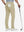Back lower body shot of model wearing khaki straight fit lightweight dress golf pants