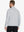 Back half-body view of model in FADED DENIM HEATHER Quarter Zip Melange Pullover highlighting smooth fit.