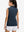 Back upper body view in navy of women's 4 buttons golf polo shirts.