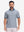 Front upper body shot of model wearing misty blue moisture wicking jacquard golf shirts