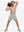Front full body shot of model exercising in silver gray 4 way stretch breathable workout athletic shorts