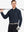 Model wearing the dark grey long sleeve pique polo, holding a golf club, emphasizing its sleek and modern look