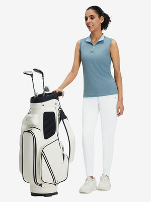 Front full body shot of model wearing white women's lightweight athletic sweatpants