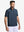 Front upper body shot of model wearing navy waffle texture 1/4 zip pullover