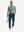 Full-body front: model in navy stretch quick dry casual golf pants with 4 pockets carrying golf bag by hand.