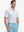 MAELREG Men's Performance Jersey Print Polo in White Golf – front half-body with golf pose