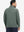 Back upper-body view of water-resistant zip up golf jacket on model, shown in slate green.