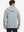 Back upper body view of the lunar rock melange classic heather hoodie, model turns head slightly with ease.