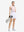 Front full body shot of model exercising in light pink white women's q-zip pin striped texture golf shirts