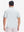 Back upper body shot of model wearing light grey moisture wicking jacquard golf shirts