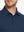Cobalt Heather Skin-friendly Long Sleeve Melange Polo – front view from model’s nose to chest