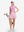 Front full body shot of model exercising in white pink geometric women's sleeveless q-zip print quick dry golf tops