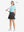 Front full body shot of model exercising in light blue women's breathable 1/4 zip pullover golf shirts