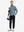 Full-body view of model carrying golf bag in quarter zip melange pullover saxony blue melange.