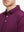 Model wearing MAROON STRIPE shirt, front view from nose to chest, showing stripe pattern