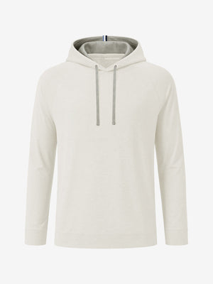 3d digital rendering of the garment, heather midlayer golf hoodies in light khaki heather