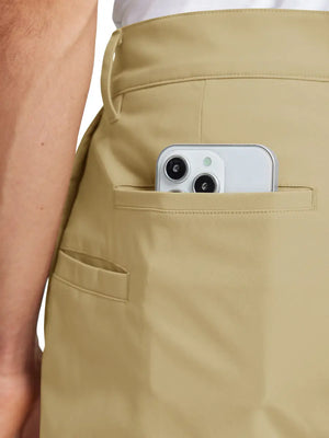 Back pocket detail of Water Repellent 8 Pockets Pants in KHAKI，showcasing pocket functionality.