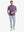 Full-body view of model holding takeaway drink cup in PURPLE Cotton Blend Plain Shirt.