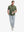 Full-body view of model holding takeaway drink cup in OLIVE GREEN Cotton Blend Plain Shirt.
