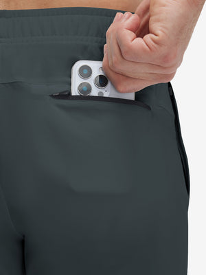 Back zipper pocket detail of dark grey superion softness mesh joggers with zipper pockets