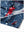 Detail: collar and hem slit of space rocket performance print boys golf polo