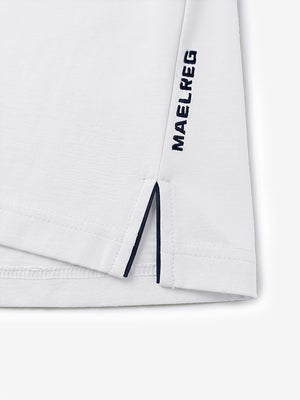 Hem edge texture detail display, ultra-comfort slim fit roma knit polo shirts in white