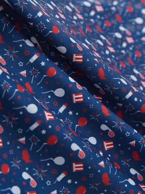 Close-up of american elements performance print boys golf polo, showcasing texture and print details.