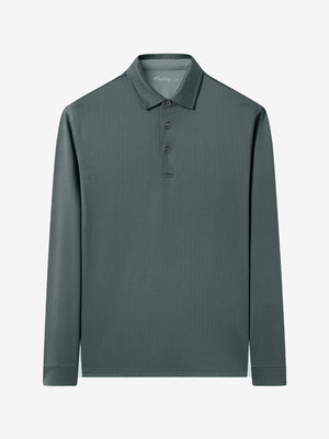 Moisture Wicking Long Sleeve Herringbone Polo Shirts