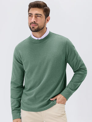 Heather Brushed Rib Knit Crewneck Sweatshirt