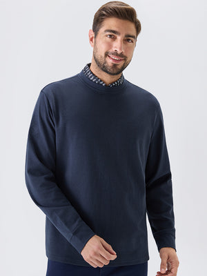 Heather Brushed Rib Knit Crewneck Sweatshirt