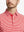 Front close-up shot of model from nose to chest wearing Sport Fit Stripe Polo in Red Stripe